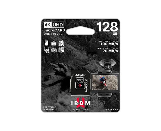 Карта памяти Goodram 128GB microSDXC class 10 UHS-I/U3 IRDM (IR-M3AA-1280R12), изображение 3 Карта памяти Goodram 128GB microSDXC class 10 UHS-I/U3 IRDM (IR-M3AA-1280R12), изображение 3