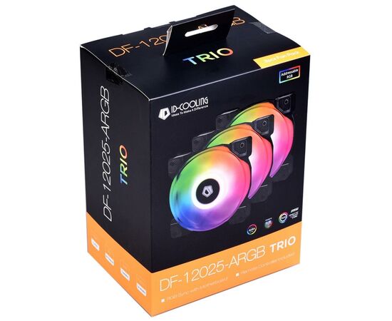 Кулер для корпуса ID-Cooling DF-12025-ARGB Trio (3pcs Pack) (DF-12025-ARGB Trio), изображение 4 Кулер для корпуса ID-Cooling DF-12025-ARGB Trio (3pcs Pack) (DF-12025-ARGB Trio), изображение 4