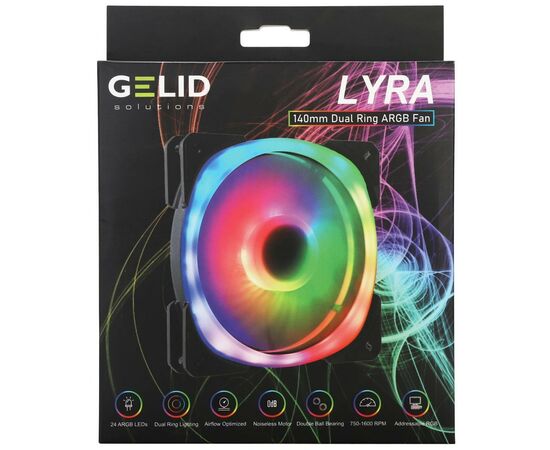 Кулер для корпуса Gelid Solutions Lyra ARGB 140mm (LYRA ARGB FAN), изображение 3 Кулер для корпуса Gelid Solutions Lyra ARGB 140mm (LYRA ARGB FAN), изображение 3