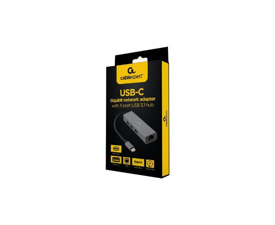 Переходник Cablexpert Type-С to Gigabit Ethernet, 3 Ports USB 3.1 Gen1 (5 Gbps) (A-CMU3-LAN-01), изображение 2 Переходник Cablexpert Type-С to Gigabit Ethernet, 3 Ports USB 3.1 Gen1 (5 Gbps) (A-CMU3-LAN-01), изображение 2
