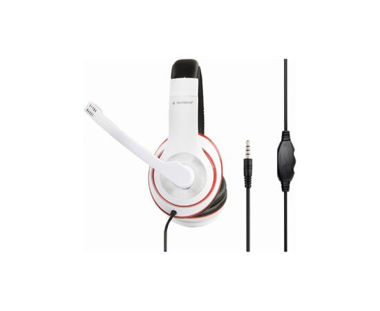 Наушники Gembird MHS-03 White/Red/Black (MHS-03-WTRDBK), изображение 2 Наушники Gembird MHS-03 White/Red/Black (MHS-03-WTRDBK), изображение 2