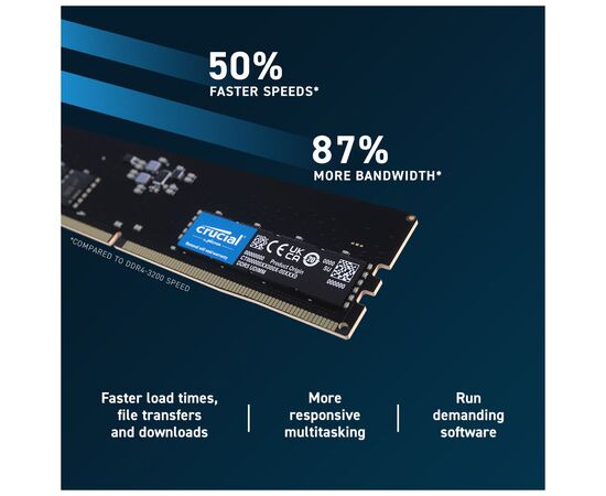 Модуль памяти для компьютера DDR5 32GB 4800 MHz Micron (CT32G48C40U5), изображение 3 Модуль памяти для компьютера DDR5 32GB 4800 MHz Micron (CT32G48C40U5), изображение 3