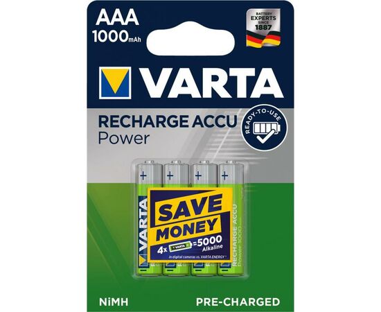 Акумулятор Varta AAA Rechargeable Accu 1000mAh * 4 (05703301404)