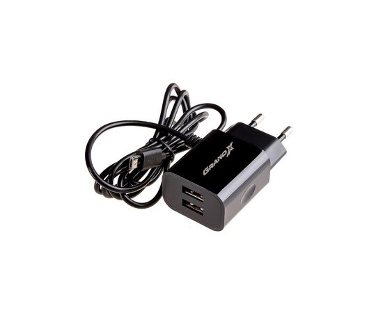 Зарядное устройство Grand-X 5V 2,1A 2USB + micro USB Black (CH-35B), изображение 2