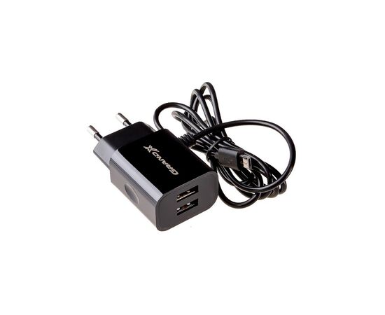 Зарядное устройство Grand-X 5V 2,1A 2USB + micro USB Black (CH-35B), изображение 3