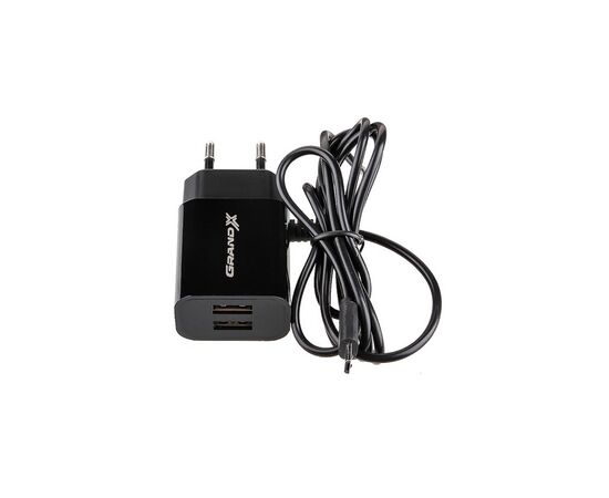Зарядное устройство Grand-X 5V 2,1A 2USB + micro USB Black (CH-35B)