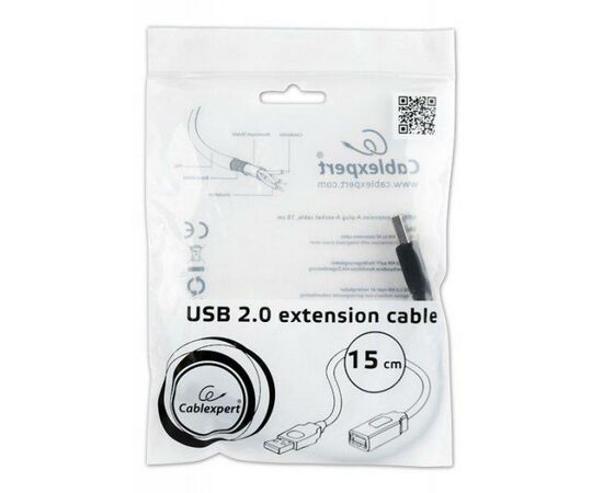 Дата кабель USB 2.0 AM/AF 0.15m Cablexpert (CCP-USB2-AMAF-0.15M), изображение 2 Дата кабель USB 2.0 AM/AF 0.15m Cablexpert (CCP-USB2-AMAF-0.15M), изображение 2