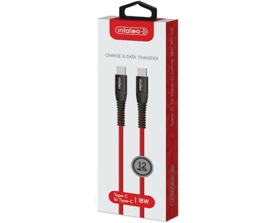 Дата кабель USB Type-C to Type-C 18W 1,2m CBRNYTT1 red Intaleo (1283126504112), зображення 2 Дата кабель USB Type-C to Type-C 18W 1,2m CBRNYTT1 red Intaleo (1283126504112), зображення 2