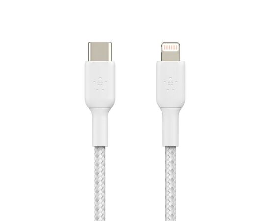 Дата кабель USB 2.0 AM to Lightning 1.0m BRAIDED white Belkin (CAA004BT1MWH), изображение 2 Дата кабель USB 2.0 AM to Lightning 1.0m BRAIDED white Belkin (CAA004BT1MWH), изображение 2