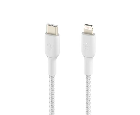 Дата кабель USB 2.0 AM to Lightning 1.0m BRAIDED white Belkin (CAA004BT1MWH), изображение 3 Дата кабель USB 2.0 AM to Lightning 1.0m BRAIDED white Belkin (CAA004BT1MWH), изображение 3