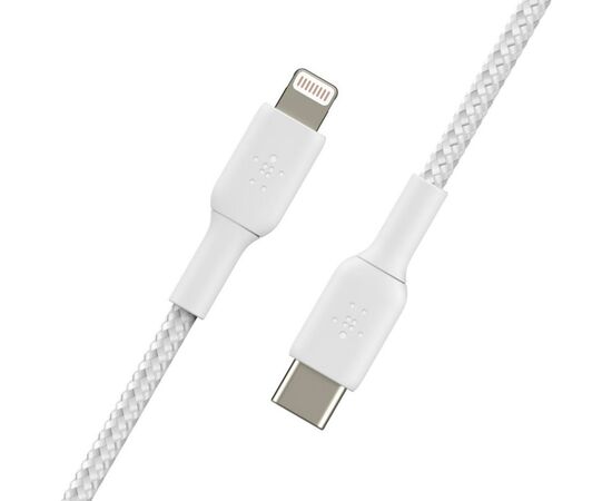 Дата кабель USB 2.0 AM to Lightning 1.0m BRAIDED white Belkin (CAA004BT1MWH), изображение 4 Дата кабель USB 2.0 AM to Lightning 1.0m BRAIDED white Belkin (CAA004BT1MWH), изображение 4