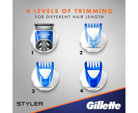 Бритва Gillette Fusion5 ProGlide Styler с 1 картриджем ProGlide Power + 3 насадки для моделирования бороды/усов (7702018273386), изображение 6 Бритва Gillette Fusion5 ProGlide Styler с 1 картриджем ProGlide Power + 3 насадки для моделирования бороды/усов (7702018273386), изображение 6