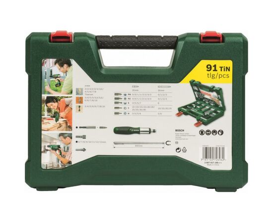 Набор сверл и бит Bosch насадок V-Line-91 (2.607.017.195), изображение 3 Набор сверл и бит Bosch насадок V-Line-91 (2.607.017.195), изображение 3