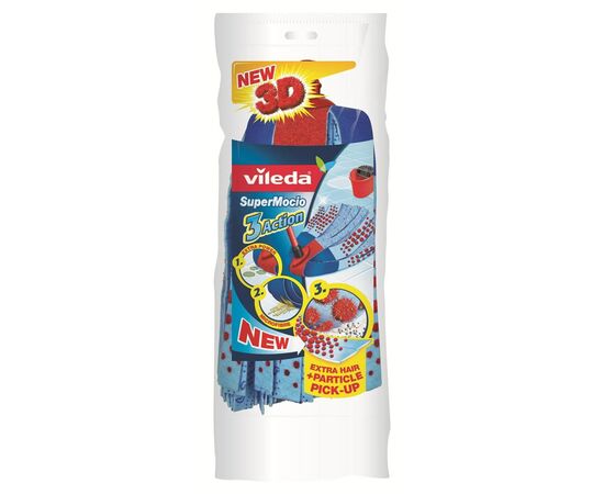 Насадка сменная для швабры Vileda Super Mocio 3Action Velour (4023103072213), изображение 3 Насадка сменная для швабры Vileda Super Mocio 3Action Velour (4023103072213), изображение 3