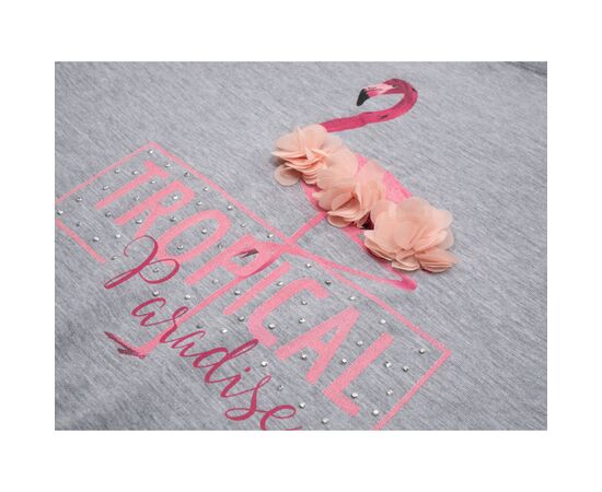 Футболка детская Smile с фламинго (3130-152G-gray), изображение 3 Футболка детская Smile с фламинго (3130-152G-gray), изображение 3
