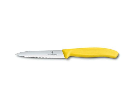 Кухонный нож Victorinox SwissClassic для нарезки 10 см, волнистое лезвие, желтый (6.7736.L8)