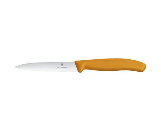 Кухонний ніж Victorinox SwissClassic для нарезки 10 см, волнистое лезвие, оранжевый (6.7736.L9)