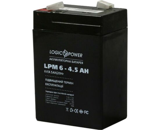 Батарея к ИБП LogicPower LPM 6В 4.5 Ач (3860), изображение 2 Батарея к ИБП LogicPower LPM 6В 4.5 Ач (3860), изображение 2