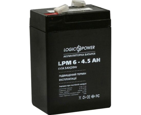 Батарея к ИБП LogicPower LPM 6В 4.5 Ач (3860), изображение 3 Батарея к ИБП LogicPower LPM 6В 4.5 Ач (3860), изображение 3