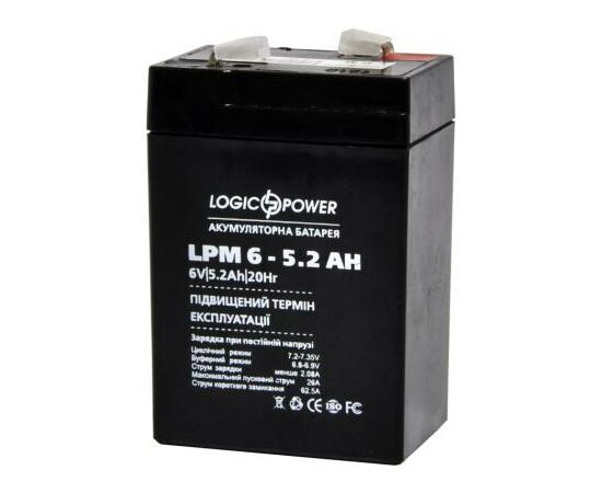 Батарея к ИБП LogicPower LPM 6В 5.2 Ач (4158), изображение 3 Батарея к ИБП LogicPower LPM 6В 5.2 Ач (4158), изображение 3