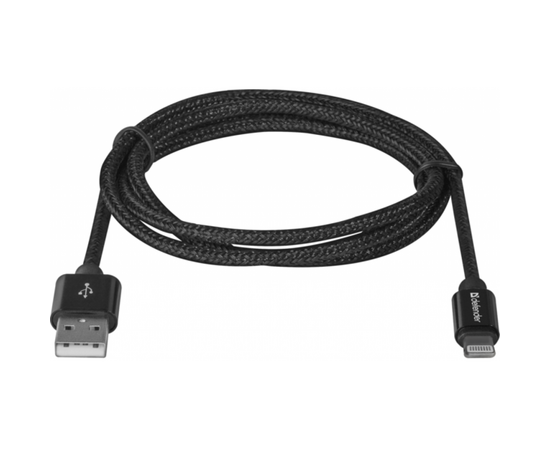 Дата кабель USB 2.0 AM to Lightning 1.0m ACH01-03T PRO Black Defender (87808), изображение 2 Дата кабель USB 2.0 AM to Lightning 1.0m ACH01-03T PRO Black Defender (87808), изображение 2