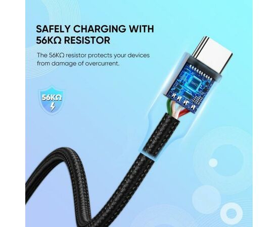 Дата кабель USB 2.0 AM to Type-C 1.0m US288 Aluminum Braid Black Ugreen (60126), зображення 5 Дата кабель USB 2.0 AM to Type-C 1.0m US288 Aluminum Braid Black Ugreen (60126), зображення 5
