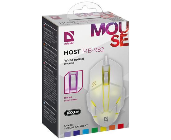 Мишка Defender Host MB-982 USB White (52983), зображення 3 Мишка Defender Host MB-982 USB White (52983), зображення 3