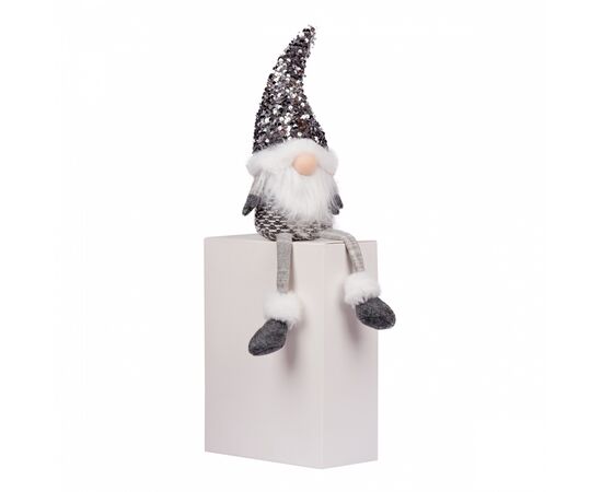 Новогодняя фигурка Novogod`ko Гном, серебряные пайетки, 45 см (973732)