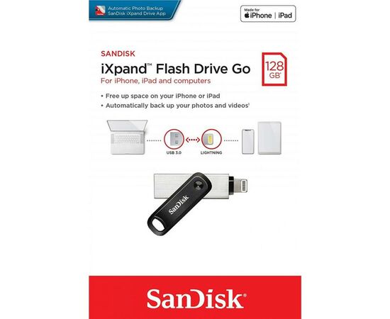 USB флеш накопичувач SanDisk 128GB iXpand Go USB 3.0/Lightning (SDIX60N-128G-GN6NE), зображення 6 USB флеш накопичувач SanDisk 128GB iXpand Go USB 3.0/Lightning (SDIX60N-128G-GN6NE), зображення 6