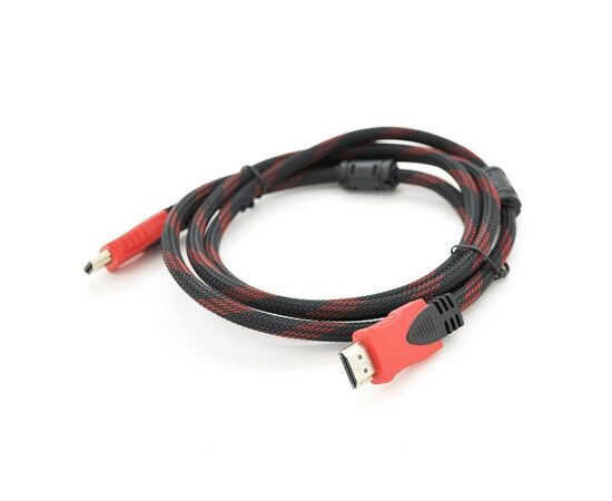 Кабель мультимедийный HDMI to HDMI 10.0m v1.4, OD-7.4mm Black/RED Merlion (YT-HDMI(M)/(M)NY/RD-10m)