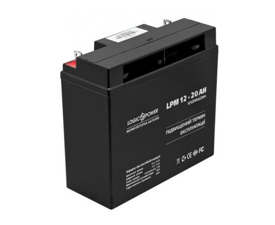 Батарея к ИБП LogicPower LPM 12В 20Ач (4163), изображение 2 Батарея к ИБП LogicPower LPM 12В 20Ач (4163), изображение 2