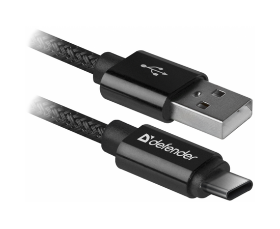Дата кабель USB 2.0 AM to Type-C 1.0m USB09-03T PRO Black Defender (87814)