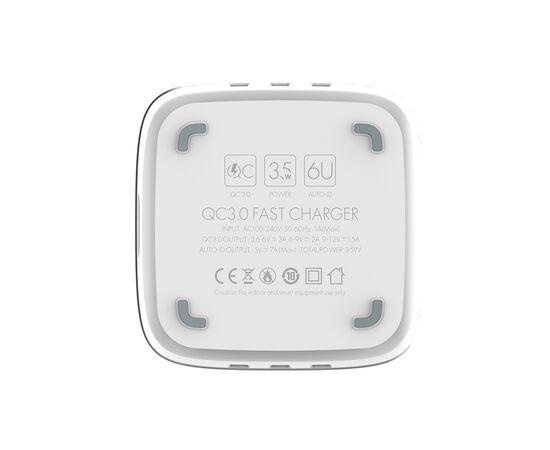 Зарядное устройство ColorWay 6USB (1QC3.0 + 5 AUTO ID) 7A (35W) white (CW-CHS019Q-WT), изображение 8 Зарядное устройство ColorWay 6USB (1QC3.0 + 5 AUTO ID) 7A (35W) white (CW-CHS019Q-WT), изображение 8