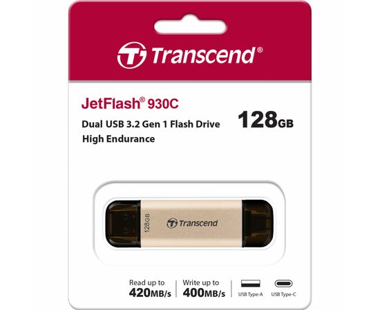 USB флеш накопитель Transcend 128GB JetFlash 930 Gold-Black USB 3.2/Type-C (TS128GJF930C), изображение 8 USB флеш накопитель Transcend 128GB JetFlash 930 Gold-Black USB 3.2/Type-C (TS128GJF930C), изображение 8