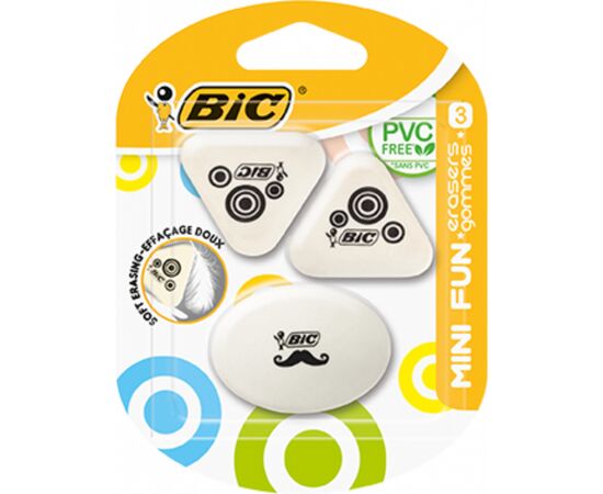 Гумка Bic Mini fun, 3 шт в блістері (bc927870)