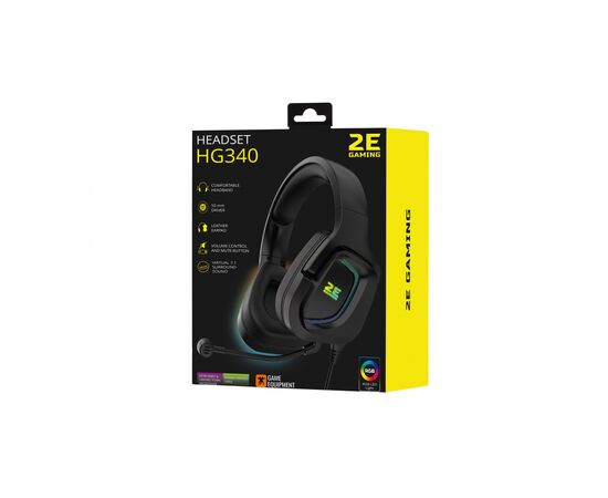 Наушники 2E HG340 RGB USB 7.1 Black (2E-HG340BK-7.1), изображение 2 Наушники 2E HG340 RGB USB 7.1 Black (2E-HG340BK-7.1), изображение 2