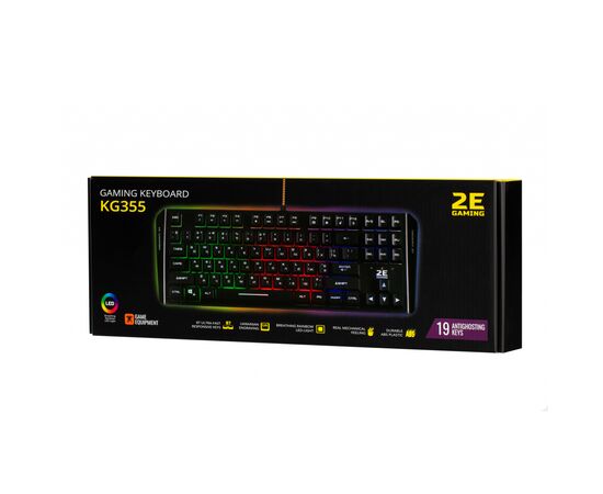 Клавиатура 2E KG355 LED 87key USB Black Ukr (2E-KG355UBK), изображение 2 Клавиатура 2E KG355 LED 87key USB Black Ukr (2E-KG355UBK), изображение 2