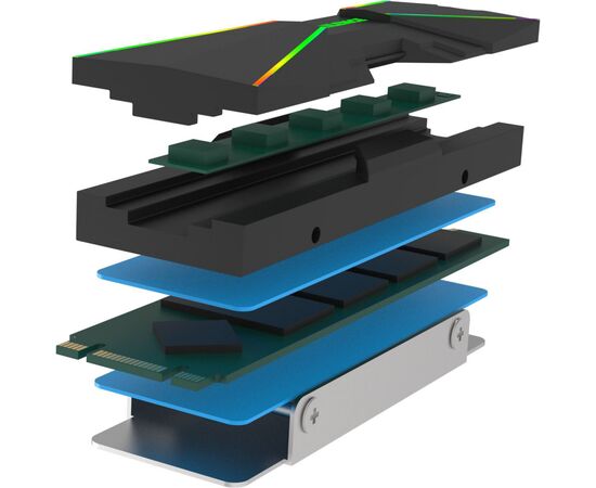 Радіатор охолодження Xilence M2SSD Cooler ARGB M2SSD.B.ARGB (XC401), зображення 6 Радіатор охолодження Xilence M2SSD Cooler ARGB M2SSD.B.ARGB (XC401), зображення 6