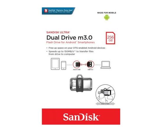 USB флеш накопитель SanDisk 256GB Ultra Dual Drive USB 3.0 OTG (SDDD3-256G-G46), изображение 7 USB флеш накопитель SanDisk 256GB Ultra Dual Drive USB 3.0 OTG (SDDD3-256G-G46), изображение 7