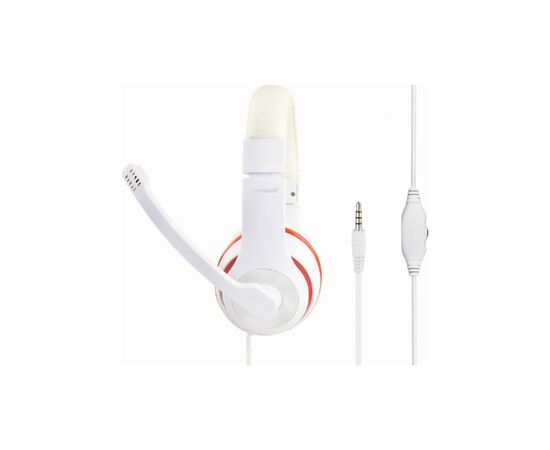 Наушники Gembird MHS-03 White/Red (MHS-03-WTRD), изображение 2 Наушники Gembird MHS-03 White/Red (MHS-03-WTRD), изображение 2
