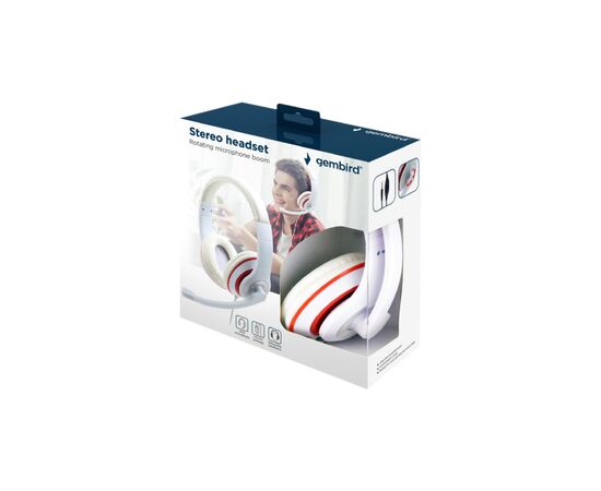 Наушники Gembird MHS-03 White/Red (MHS-03-WTRD), изображение 5 Наушники Gembird MHS-03 White/Red (MHS-03-WTRD), изображение 5