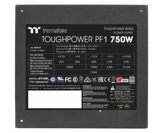 Блок питания ThermalTake 750W Toughpower PF1 (PS-TPD-0750FNFAPE-1), изображение 6 Блок питания ThermalTake 750W Toughpower PF1 (PS-TPD-0750FNFAPE-1), изображение 6