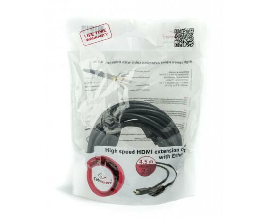 Кабель мультимедийный HDMI male to female 4.5m Cablexpert (CC-HDMI4X-15), изображение 2 Кабель мультимедийный HDMI male to female 4.5m Cablexpert (CC-HDMI4X-15), изображение 2