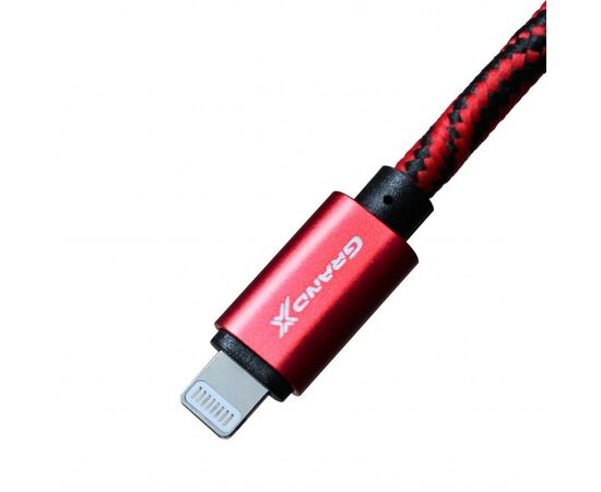 Дата кабель USB 2.0 AM to Lightning 1.0m Red/Black Grand-X (FL05RB), изображение 3 Дата кабель USB 2.0 AM to Lightning 1.0m Red/Black Grand-X (FL05RB), изображение 3