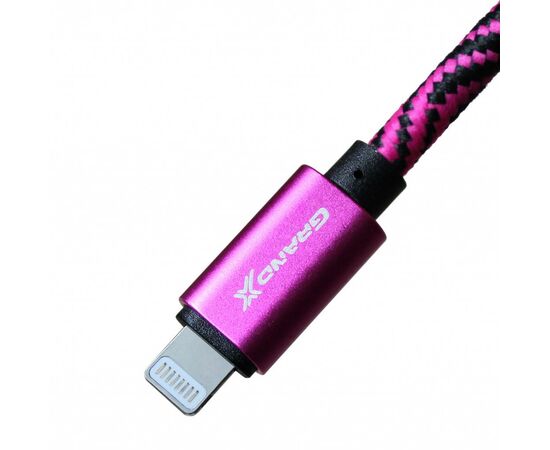 Дата кабель USB 2.0 AM to Lightning 1.0m Rose/Black Grand-X (FL05RSB), изображение 3