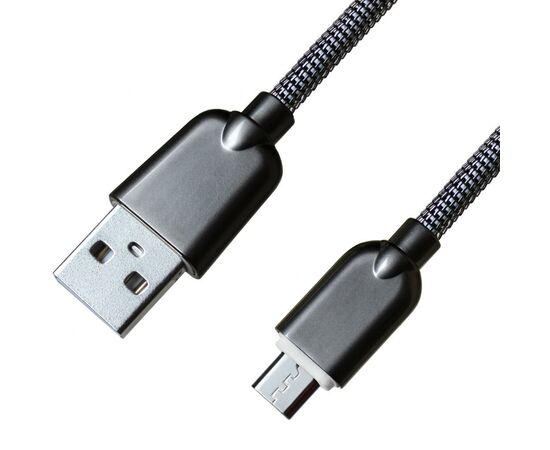 Дата кабель USB 2.0 AM to Micro 5P 1.0m 1.5A, Dark Silver Grand-X (MM02DS)