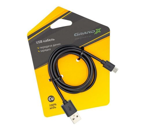 Дата кабель USB 2.0 AM to Micro 5P 1.0m Grand-X (PM01CB), изображение 3 Дата кабель USB 2.0 AM to Micro 5P 1.0m Grand-X (PM01CB), изображение 3