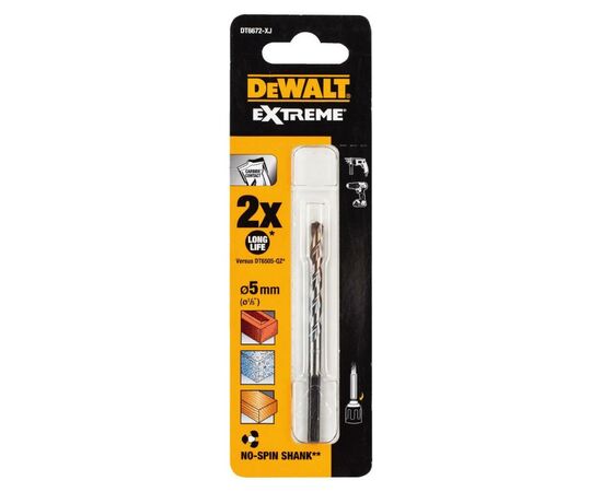 Сверло DeWALT EXTREME, D 5 мм, L85 мм, WL50 (DT6672)