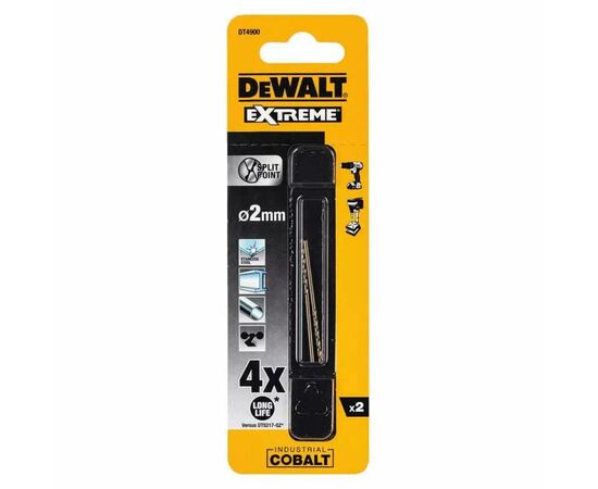 Сверло DeWALT EXTREME INDUSTRIAL COBALT HSS-CO, 2 х 49 х 24 мм, 2 шт (DT4900), изображение 3 Сверло DeWALT EXTREME INDUSTRIAL COBALT HSS-CO, 2 х 49 х 24 мм, 2 шт (DT4900), изображение 3