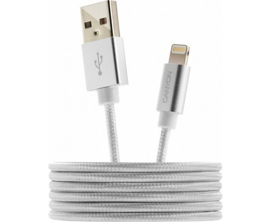 Дата кабель USB 2.0 AM to Lightning 1.0m MFI Pearl White Canyon (CNS-MFIC3PW), изображение 2 Дата кабель USB 2.0 AM to Lightning 1.0m MFI Pearl White Canyon (CNS-MFIC3PW), изображение 2